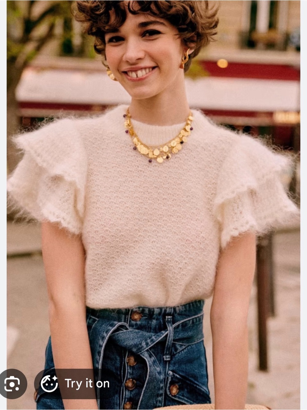 Sezane Ilda flutter sleeve jumper